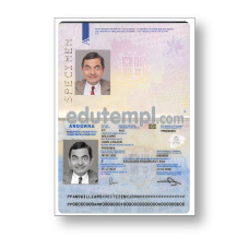Andorra passport template download for Photoshop, editable PSD