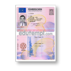 Austria driving license template in PSD format, 2013 – present