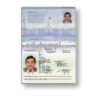 Australian passport (convention travel document) template download for Photoshop, editable PSD