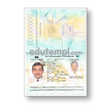Bahamas standard passport template download for Photoshop, editable PSD